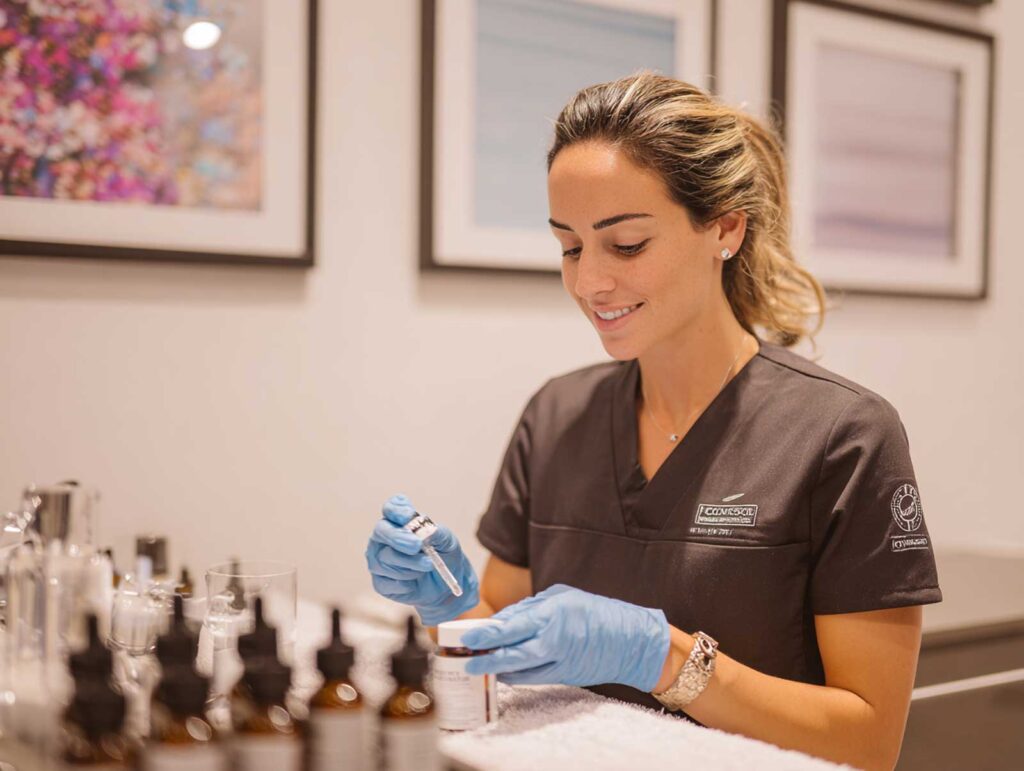 an esthetician in a modern treatment room appl 51b869ed c1fe 4c14 a055 5513bd301d8a 1