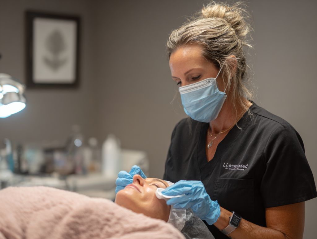 a licensed esthetician performing a facial trea 680f2b38 7c30 4bdd a529 25a4346253b7 3
