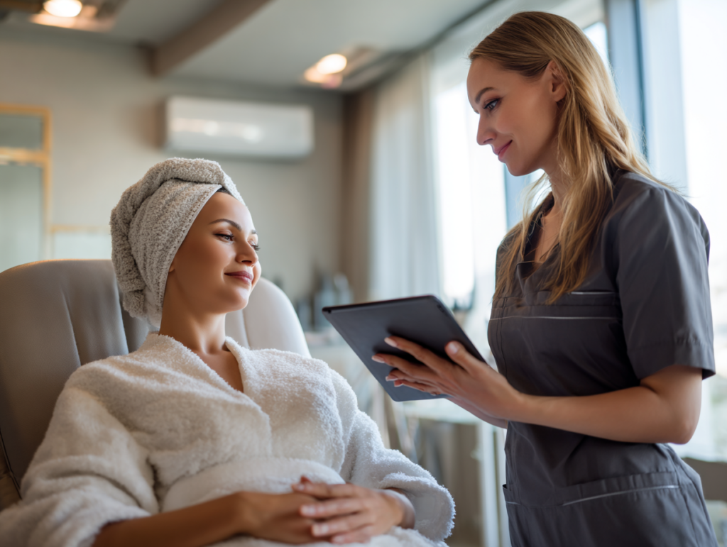 a modern esthetician consultation using a table 69af4d6e c12e 473d 8b04 34ec3a6f2756 0