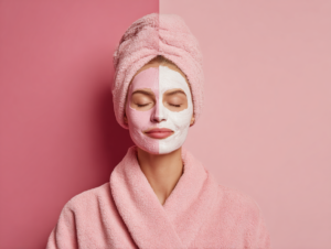 split scene showing home skincare ritual on one 43f07c8d 3426 4586 a483 105e179170b6 3