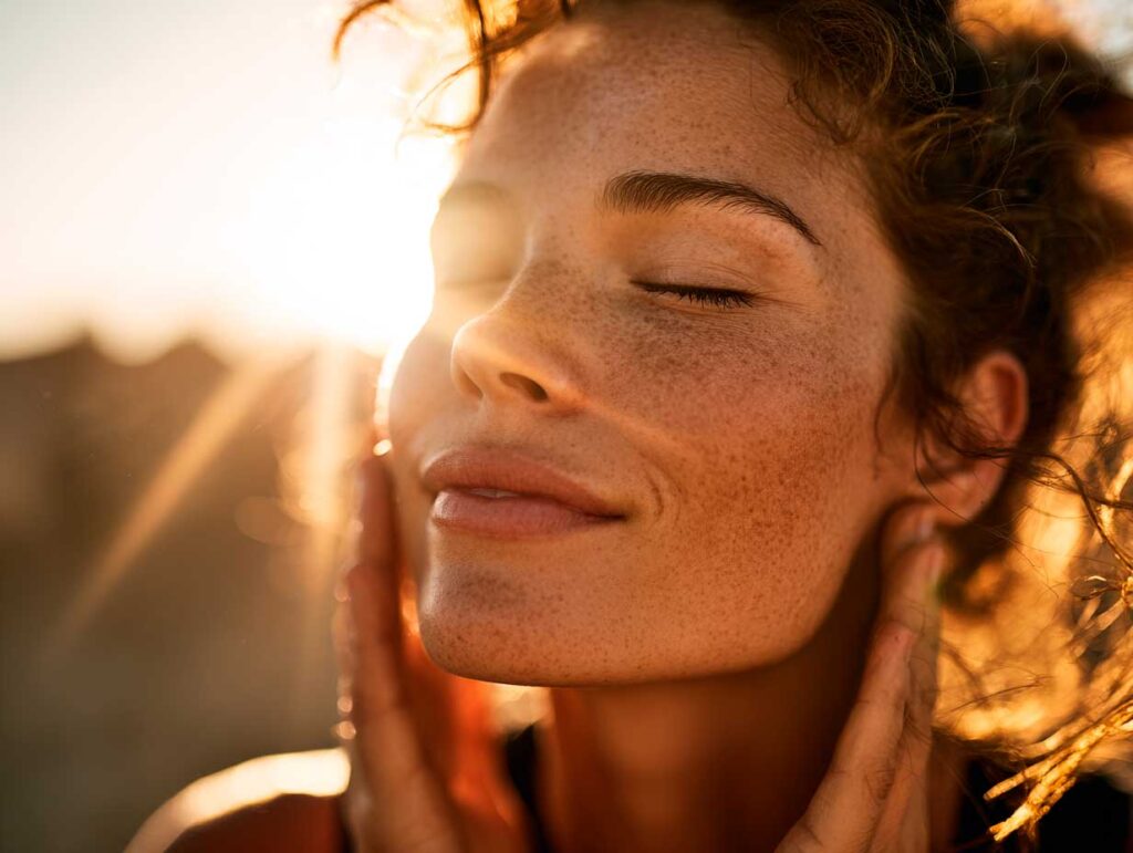 a serene outdoor scene of a woman applying suns 50c748f0 b7d6 4a6d b51d 5f15309ca6db 2